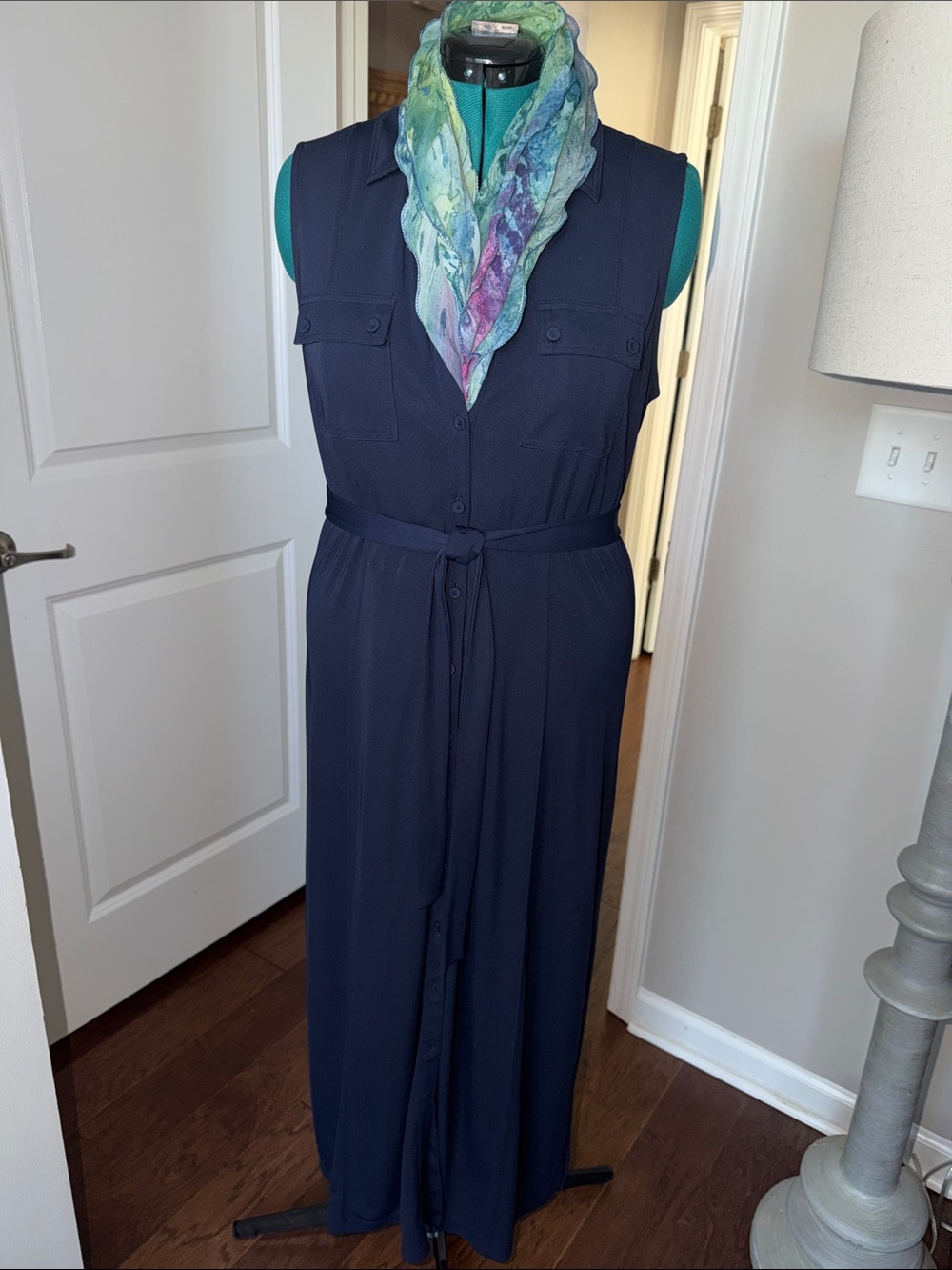 Talbots Sleeveless Maxi Shirt Dress in True Dark Navy